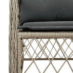 9-tlg. Garten-Essgruppe mit Kissen Hellgrau Poly Rattan