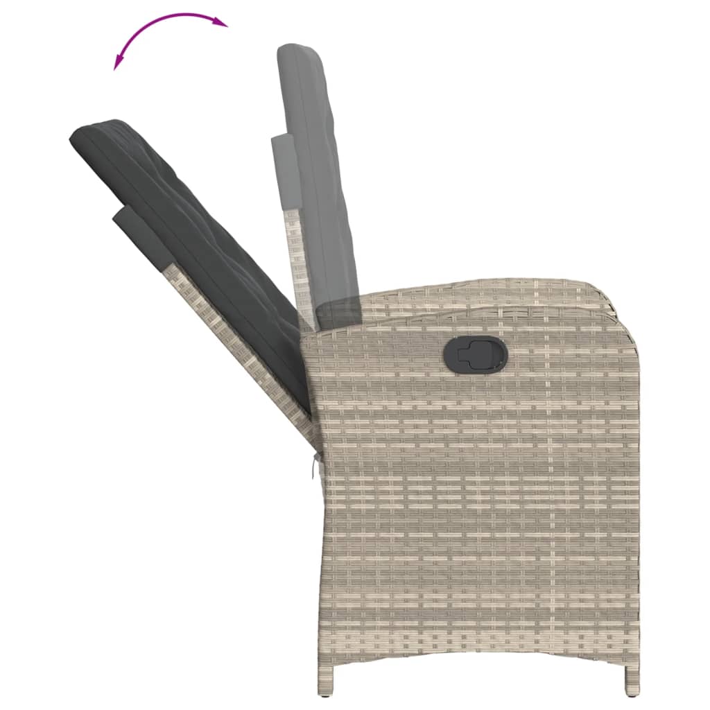 7-tlg. Garten-Essgruppe mit Kissen Hellgrau Poly Rattan