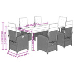7-tlg. Garten-Essgruppe mit Kissen Schwarz Poly Rattan