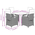 5-tlg. Garten-Essgruppe mit Kissen Braun Poly Rattan