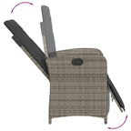 5-tlg. Garten-Essgruppe mit Kissen Grau Poly Rattan