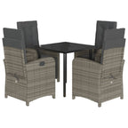 5-tlg. Garten-Essgruppe mit Kissen Grau Poly Rattan