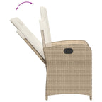 7-tlg. Garten-Essgruppe mit Kissen Beige Poly Rattan