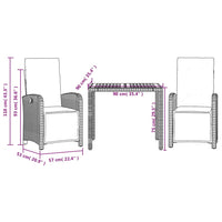 3-tlg. Bistro-Set mit Kissen Grau Poly Rattan