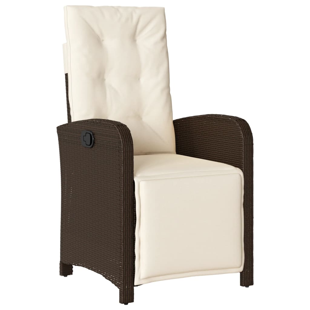 5-tlg. Garten-Essgruppe mit Kissen Braun Poly Rattan