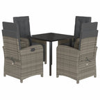 5-tlg. Garten-Essgruppe mit Kissen Grau Poly Rattan