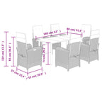 7-tlg. Garten-Essgruppe mit Kissen Grau Poly Rattan