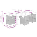 7-tlg. Garten-Essgruppe mit Kissen Grau Poly Rattan