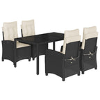 5-tlg. Garten-Essgruppe mit Kissen Schwarz Poly Rattan