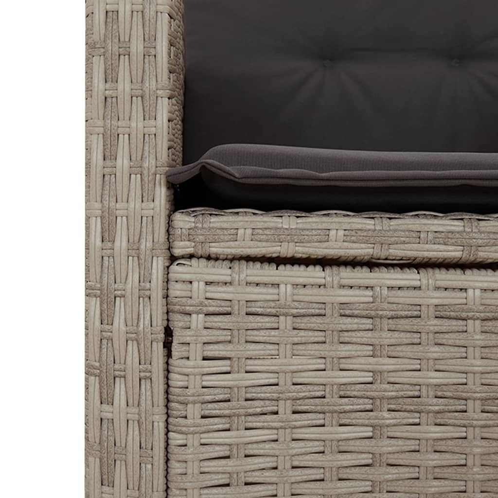 7-tlg. Garten-Essgruppe mit Kissen Hellgrau Poly Rattan