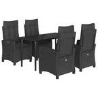 5-tlg. Garten-Essgruppe mit Kissen Schwarz Poly Rattan