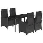 5-tlg. Garten-Essgruppe mit Kissen Schwarz Poly Rattan