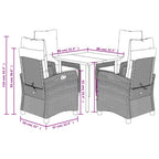 5-tlg. Garten-Essgruppe mit Kissen Braun Poly Rattan