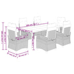 7-tlg. Garten-Essgruppe mit Kissen Braun Poly Rattan