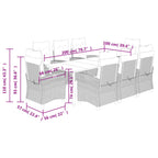 9-tlg. Garten-Essgruppe mit Kissen Braun Poly Rattan