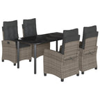 5-tlg. Garten-Essgruppe mit Kissen Grau Poly Rattan