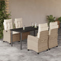 5-tlg. Garten-Essgruppe mit Kissen Beige Poly Rattan