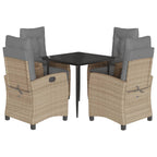 5-tlg. Garten-Essgruppe mit Kissen Beigemischung Poly Rattan