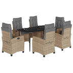 7-tlg. Garten-Essgruppe mit Kissen Beigemischung Poly Rattan