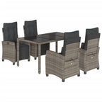 5-tlg. Garten-Essgruppe mit Kissen Grau Poly Rattan