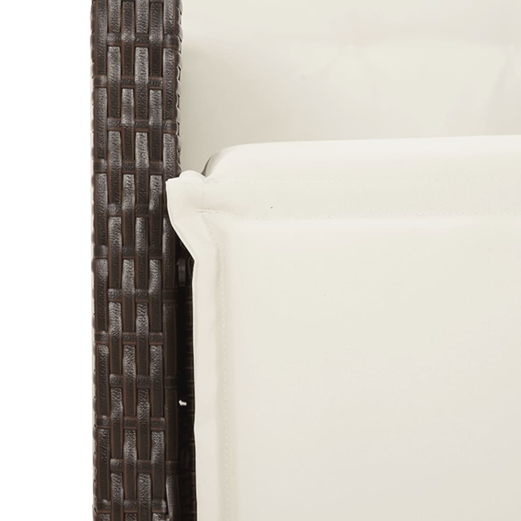 3-tlg. Garten-Essgruppe mit Kissen Braun Poly Rattan