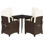 5-tlg. Garten-Essgruppe mit Kissen Braun Poly Rattan