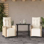 3-tlg. Garten-Essgruppe mit Kissen Beige Poly Rattan