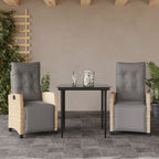 3-tlg. Garten-Essgruppe mit Kissen Beigemischung Poly Rattan