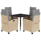 5-tlg. Garten-Essgruppe mit Kissen Beigemischung Poly Rattan