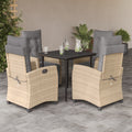 5-tlg. Garten-Essgruppe mit Kissen Beigemischung Poly Rattan