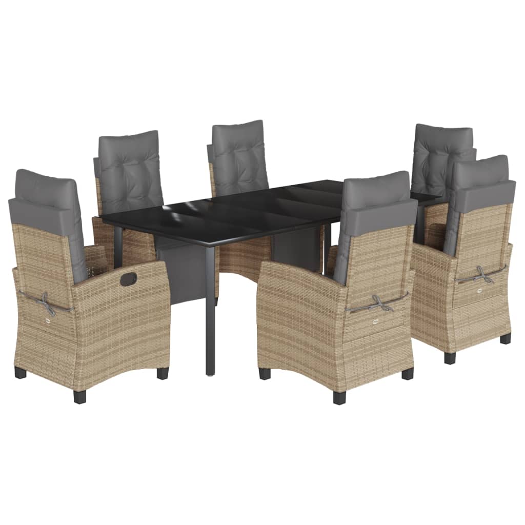 7-tlg. Garten-Essgruppe mit Kissen Beigemischung Poly Rattan