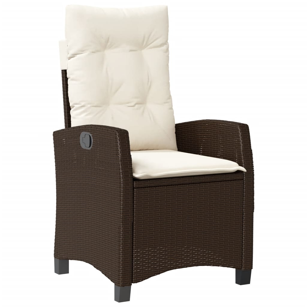 5-tlg. Garten-Essgruppe mit Kissen Braun Poly Rattan