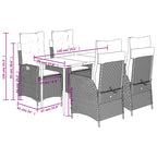 5-tlg. Garten-Essgruppe mit Kissen Braun Poly Rattan