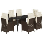 7-tlg. Garten-Essgruppe mit Kissen Braun Poly Rattan