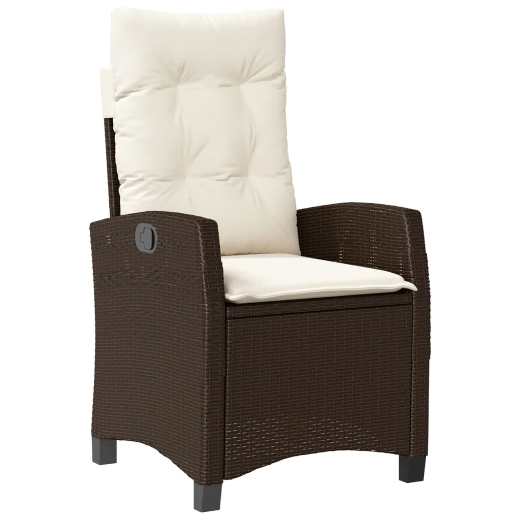 5-tlg. Garten-Essgruppe mit Kissen Braun Poly Rattan