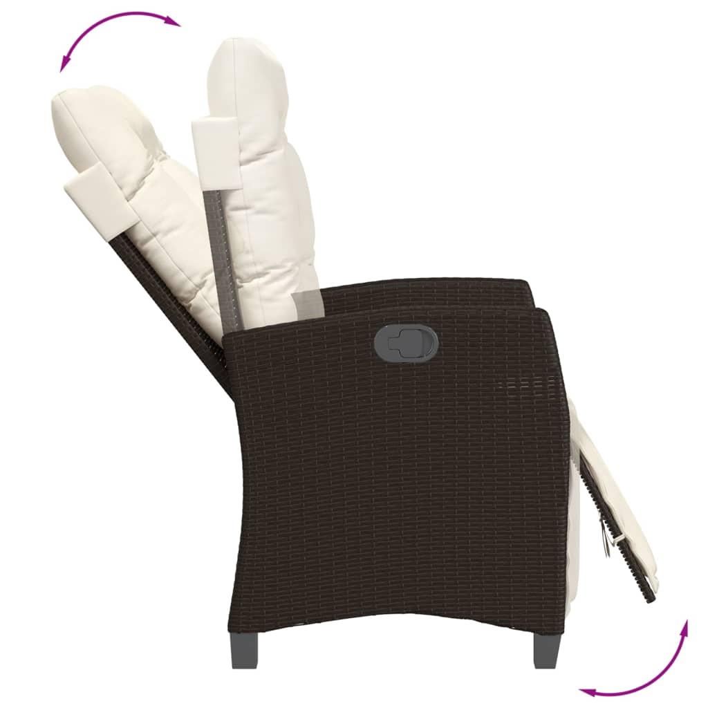 5-tlg. Garten-Essgruppe mit Kissen Braun Poly Rattan