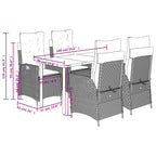 5-tlg. Garten-Essgruppe mit Kissen Braun Poly Rattan