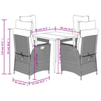 5-tlg. Garten-Essgruppe mit Kissen Beige Poly Rattan