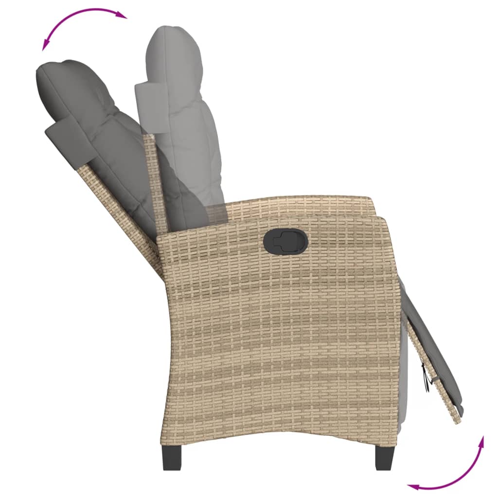 5-tlg. Garten-Essgruppe mit Kissen Beige Poly Rattan