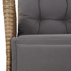 7-tlg. Garten-Essgruppe mit Kissen Beige Poly Rattan