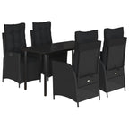 5-tlg. Garten-Essgruppe mit Kissen Schwarz Poly Rattan