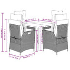 5-tlg. Garten-Essgruppe mit Kissen Braun Poly Rattan