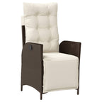 5-tlg. Garten-Essgruppe mit Kissen Braun Poly Rattan
