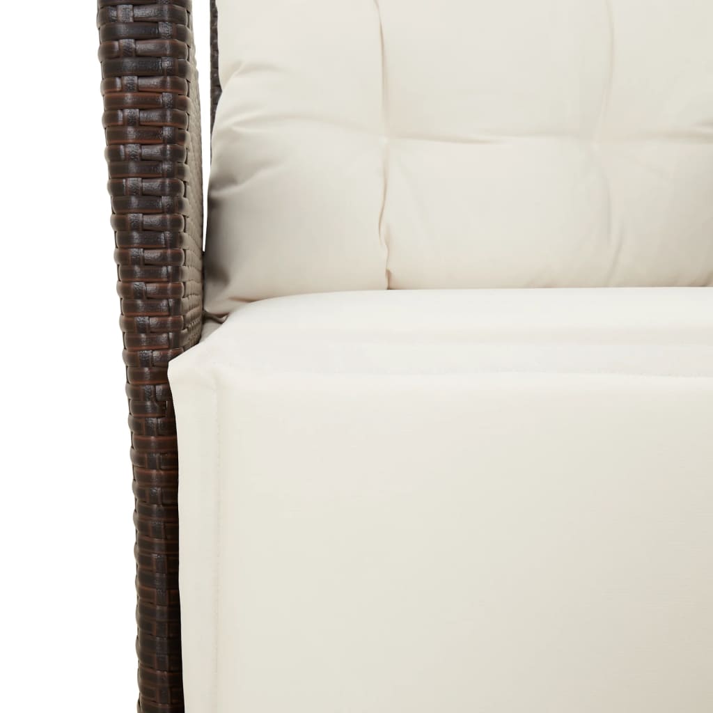 5-tlg. Garten-Essgruppe mit Kissen Braun Poly Rattan