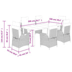 7-tlg. Garten-Essgruppe mit Kissen Braun Poly Rattan