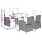 5-tlg. Garten-Essgruppe mit Kissen Beigemischung Poly Rattan