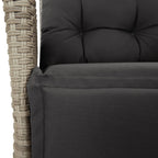 3-tlg. Garten-Essgruppe mit Kissen Hellgrau Poly Rattan