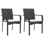 9-tlg. Garten-Essgruppe mit Kissen Schwarz Poly Rattan