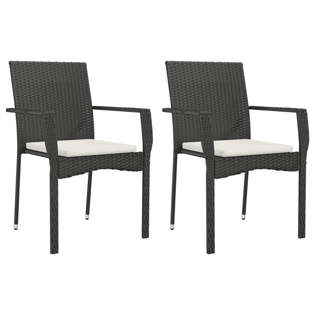 9-tlg. Garten-Essgruppe mit Kissen Schwarz Poly Rattan
