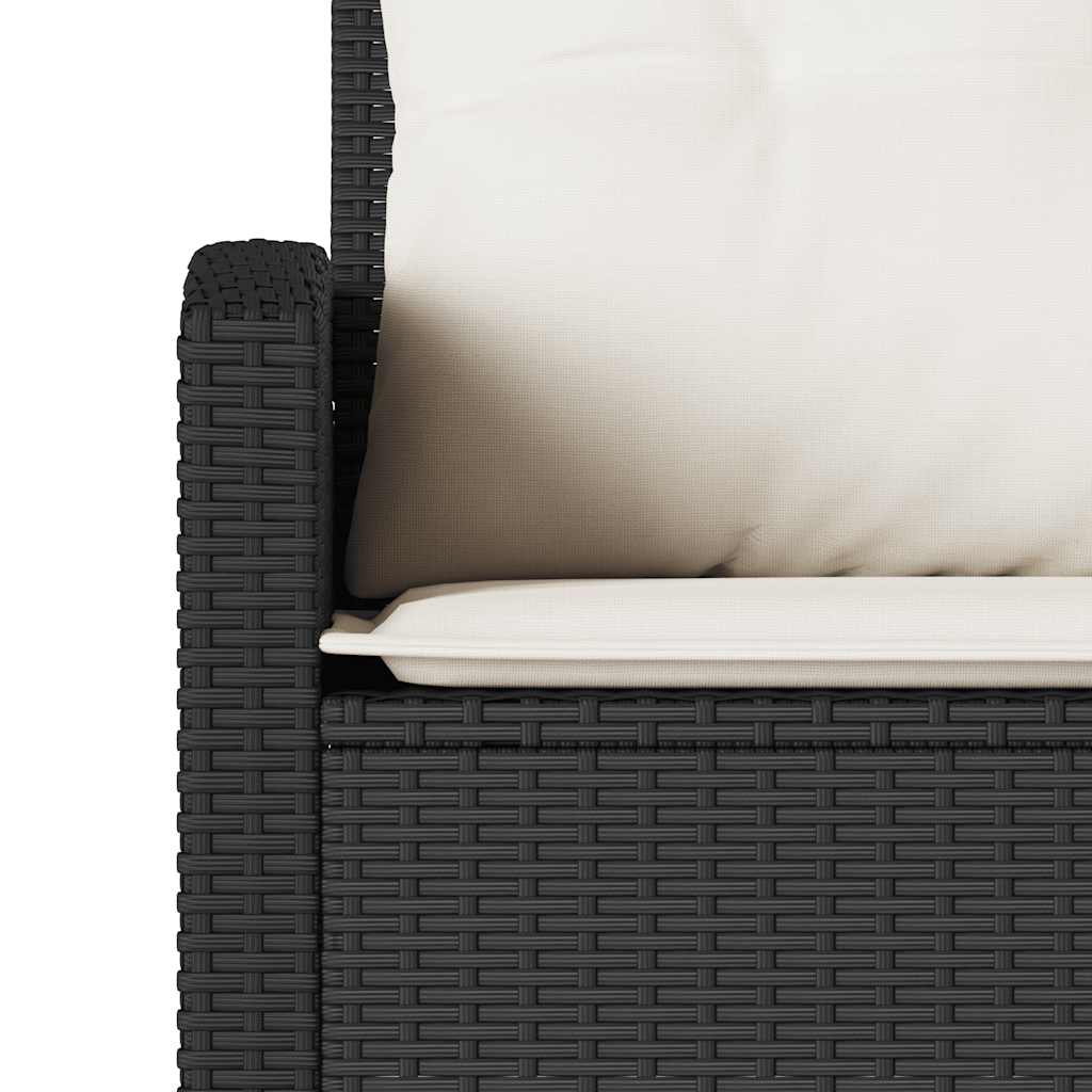 6tlg. Garten-Sofagarnitur mit Kissen L-Form Schwarz Poly Rattan
